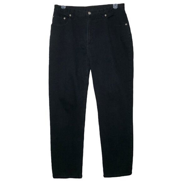 𝅺chico's Size 0.5 - Black Denim High Rise Tapered Leg Jeans - Standard Size 6 - Picture 1 of 3